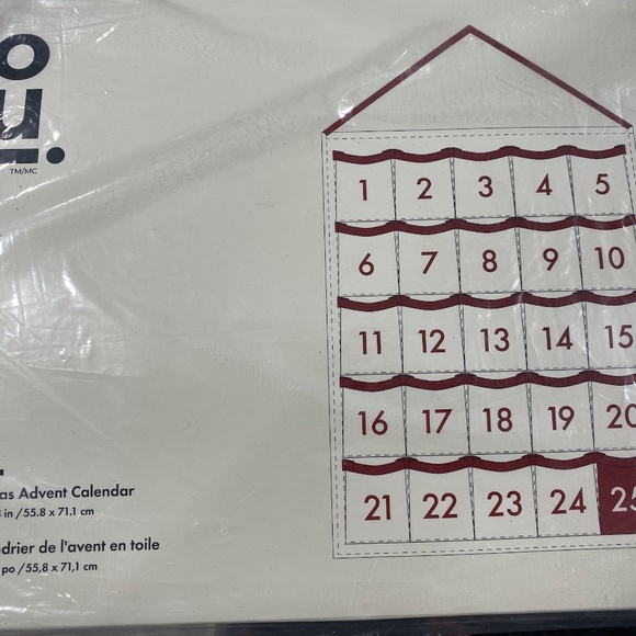 Oui Advent Canvas Wall Calendar With Red Trim - Picture 3 of 3